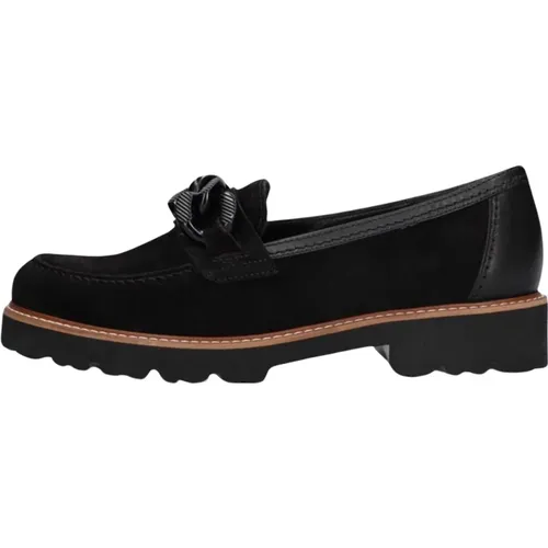 Schwarze Loafers mit Ketten-Detail , Damen, Größe: 40 EU - Gabor - Modalova