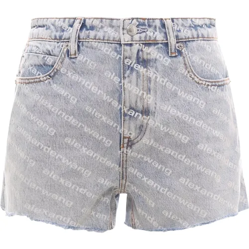 Denim Logo Print Shorts , Damen, Größe: W25 - alexander wang - Modalova