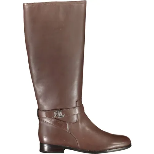 Braune Damenstiefel mit seitlichem Reißverschluss , Damen, Größe: 40 EU - Ralph Lauren - Modalova