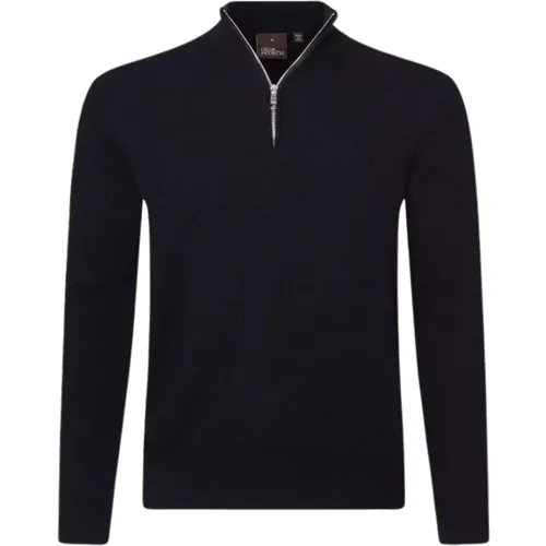 Marineblauer Half-Zip Strickpullover , Herren, Größe: L - Oscar Jacobson - Modalova