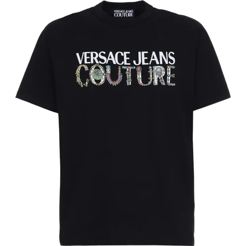 Cotton Brand Logo T-Shirt , male, Sizes: L - Versace Jeans Couture - Modalova