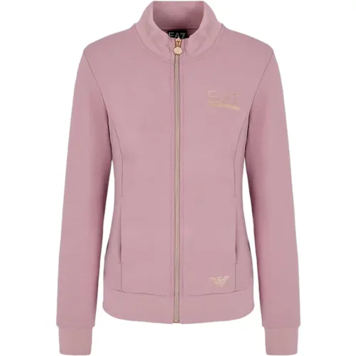 Vielseitige Full-Zip Sweatshirt-Jacke , Damen, Größe: M - Emporio Armani EA7 - Modalova