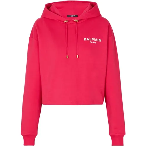 Flocked Paris hoodie , female, Sizes: XS, L, M, S - Balmain - Modalova