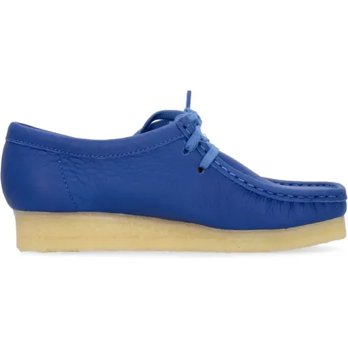 Hellblaue Leder Wallabee Lifestyle Schuh , Damen, Größe: 37 EU - Clarks - Modalova