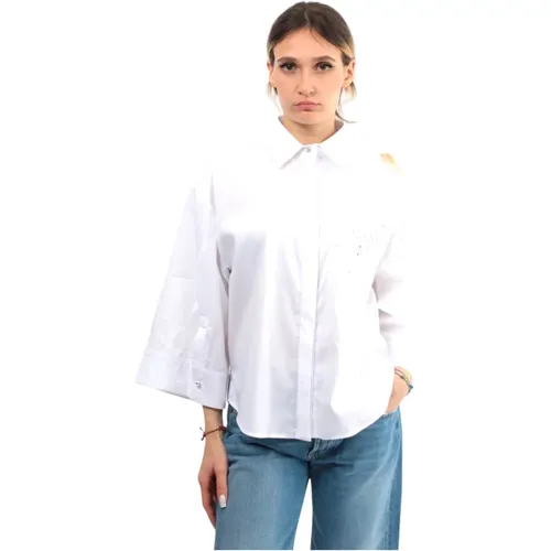 Weiße Bluse Glockenärmel Klassischer Kragen , Damen, Größe: XS - Jijil - Modalova
