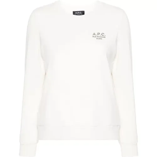 Ivory White Cotton Sweater with Embroidered Logo , female, Sizes: L - A.p.c. - Modalova