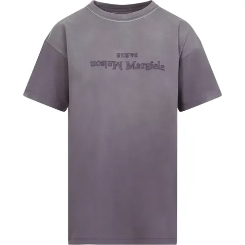 Aubergine T-Shirt,Gewaschenes Schwarzes T-Shirt - Maison Margiela - Modalova
