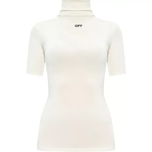 Top with logo , Damen, Größe: S - Off White - Modalova