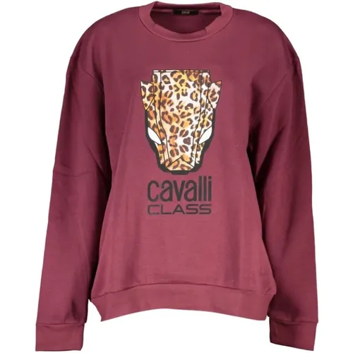 Eleganter lila Fleece-Sweatshirt - Cavalli Class - Modalova