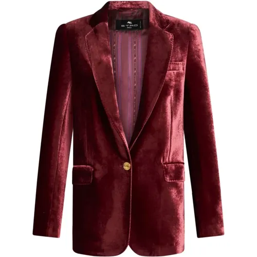 Velvet Jacket with Pegaso Motif , female, Sizes: M - ETRO - Modalova