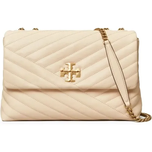 Quilted Leather Shoulder Bag Cream , female, Sizes: ONE SIZE - TORY BURCH - Modalova