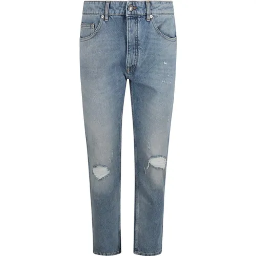 Graue Jeans mit Monogrammtaschen,Zerrissene Denim Jeans mit Logo-Print - Palm Angels - Modalova