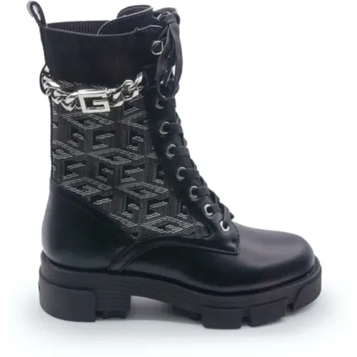 Leather and Fabric Ankle Boots , female, Sizes: 6 UK, 8 UK, 4 UK - Guess - Modalova