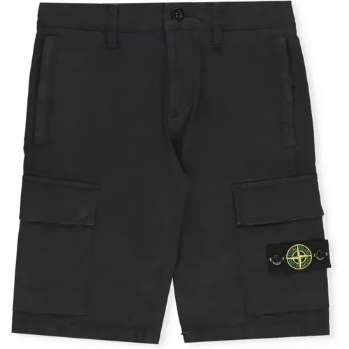 Schwarze Bermuda-Shorts aus Baumwolle für Jungen - Stone Island - Modalova