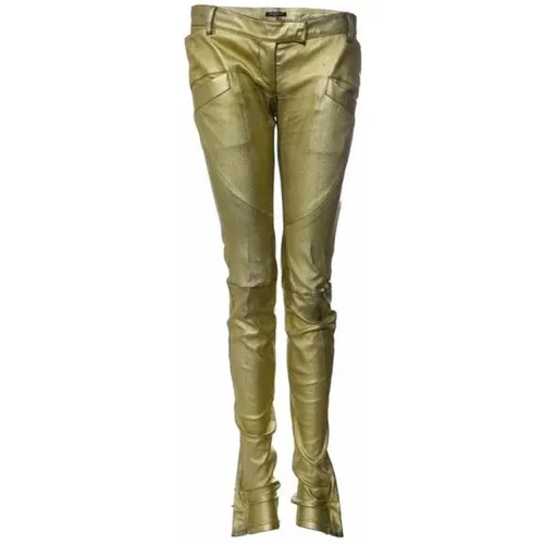 Metallic biker pants , female, Sizes: S - Balmain Pre-owned - Modalova