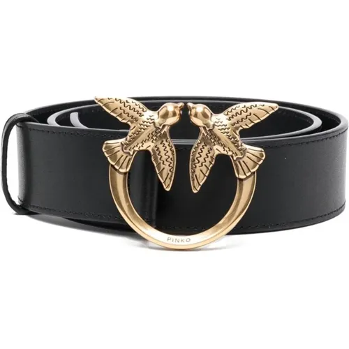 Leather Belt with Gold Logo , female, Sizes: S, L, XS - pinko - Modalova