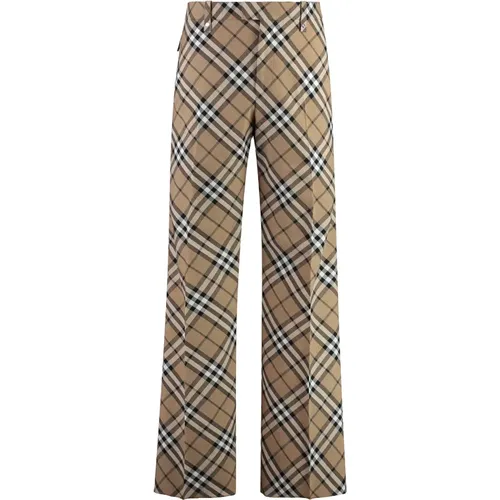 Karo-Motiv Wollmischhose,Signature Check Gürtel Relaxed Fit Hose - Burberry - Modalova