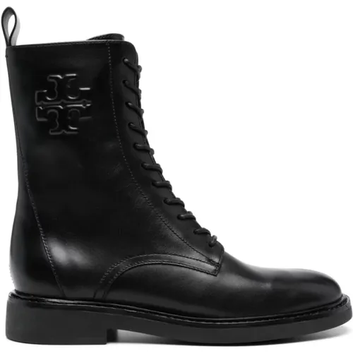 Double T Leather Combat Boots , female, Sizes: 4 UK, 5 UK, 6 1/2 UK, 7 1/2 UK, 3 1/2 UK, 3 UK, 2 UK, 5 1/2 UK, 6 UK, 4 1/2 UK - TORY BURCH - Modalova