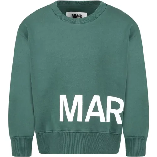 Grüner Sweatshirt aus gebürsteter Baumwolle mit Logo - MM6 Maison Margiela - Modalova
