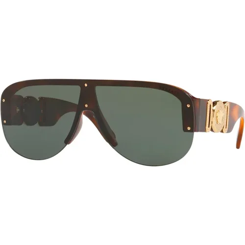 Medusa Biggie Sunglasses Havana/Dark Green , male, Sizes: ONE SIZE - Versace - Modalova