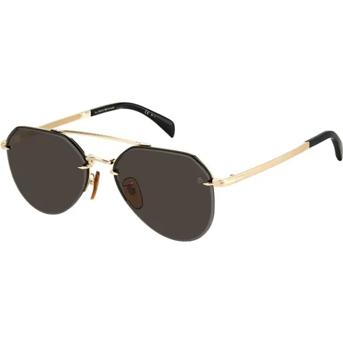 Gold/Dunkelgraue Sonnenbrille - Eyewear by David Beckham - Modalova