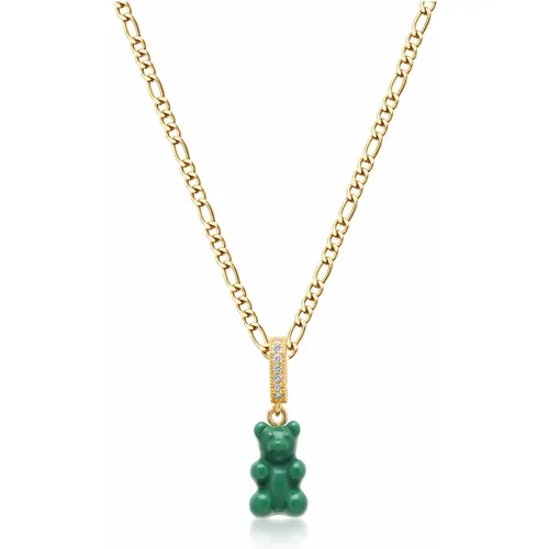 Mens Green Gummy Bear Necklace , male, Sizes: M - Nialaya - Modalova