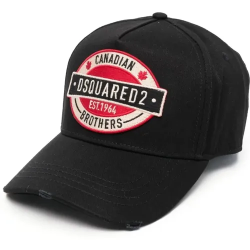 Schwarzer Logo Hut mit Verschluss - Dsquared2 - Modalova