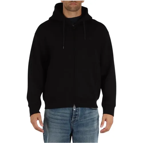 Hoodie with zip in cotton blend , male, Sizes: 3XL, XL, M, 2XL, S, L - Emporio Armani - Modalova