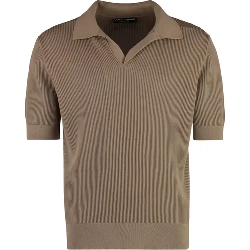 Ribbed knit polo shirt , male, Sizes: M - Dolce & Gabbana - Modalova