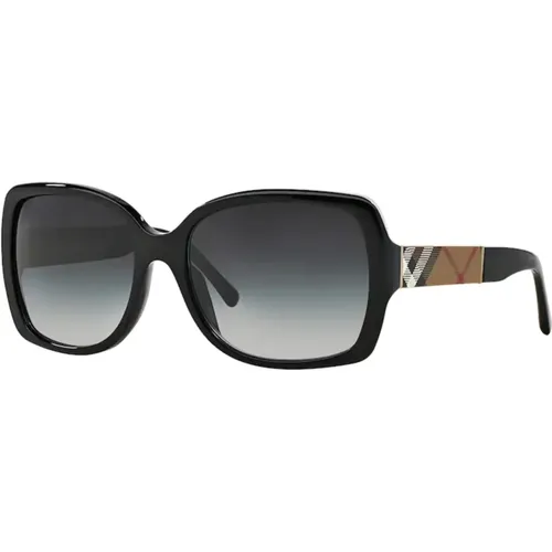 Schwarz Beige Gestreifte Sonnenbrille , Damen, Größe: 58 MM - Burberry - Modalova