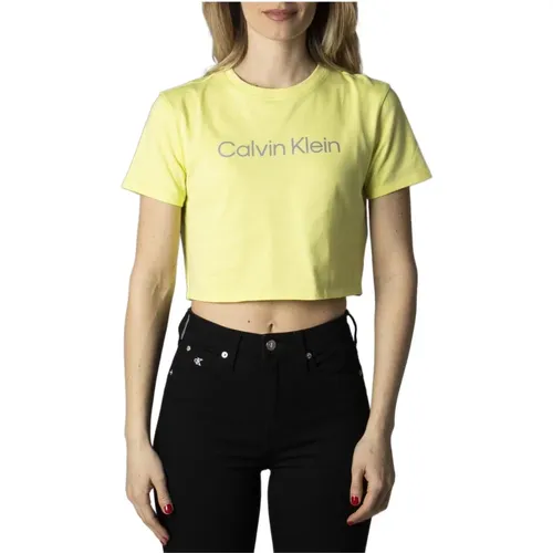 Gelbes Print T-Shirt , Damen, Größe: XS - Calvin Klein - Modalova