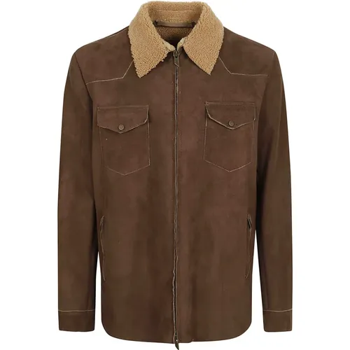 Braune Cognac Lederjacke - Salvatore Santoro - Modalova