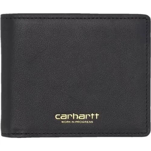 Schwarzes/Goldenes Leder Billfold Herren Geldbörse - Carhartt WIP - Modalova