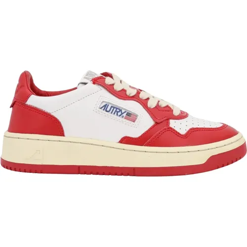 Red Sneakers with Leather Details , female, Sizes: 3 UK, 2 UK - Autry - Modalova