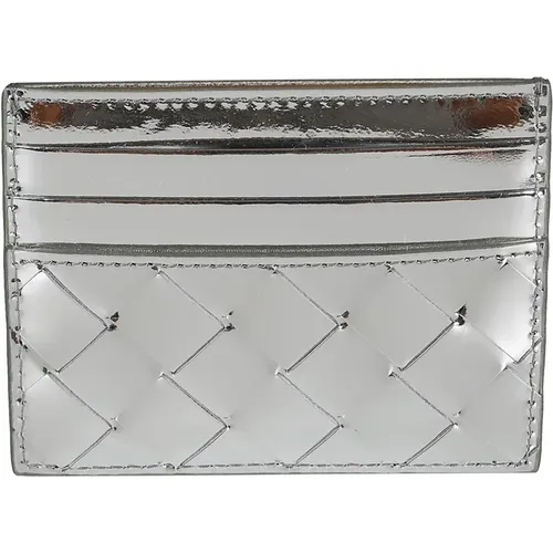 Silver Intrecciato Wallet , female, Sizes: ONE SIZE - Bottega Veneta - Modalova