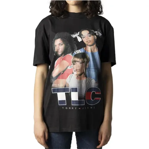 Print Womens T-Shirt , female, Sizes: S, XS, 2XS - Tommy Jeans - Modalova