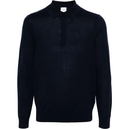 Navy Merino Wool Polo Shirt , male, Sizes: L, 2XL, M, S - Paul Smith - Modalova