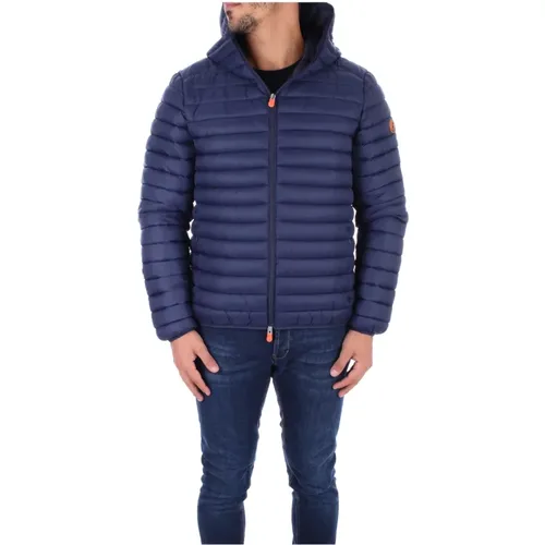 Blaue Kapuzenjacke mit seitlichem Logo , Herren, Größe: 2XL - Save The Duck - Modalova