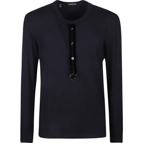 Henley Long-Sleeve Sweater , male, Sizes: M, S - Tom Ford - Modalova