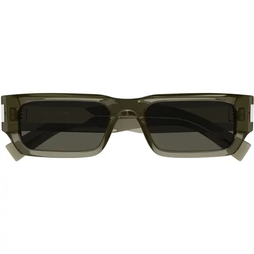 Square Acetate Sunglasses Green/Grey , unisex, Sizes: 54 MM - Saint Laurent - Modalova