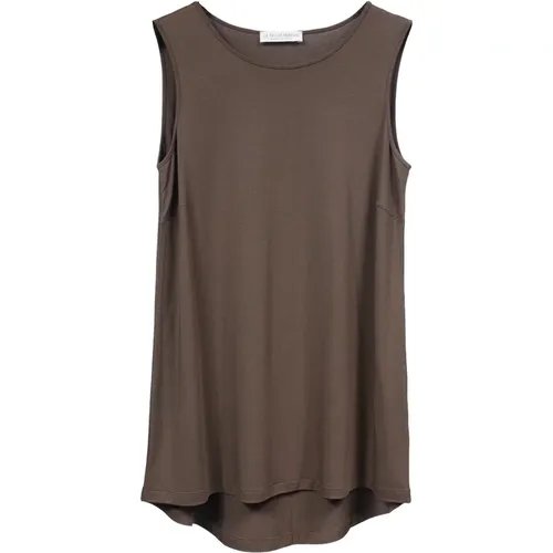 Cacao Viscose Top Sleeveless Regular Fit , female, Sizes: S, L, M, XS - Le Tricot Perugia - Modalova