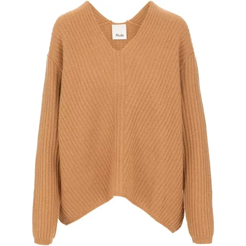 V-Neck Sweater , female, Sizes: M - allude - Modalova