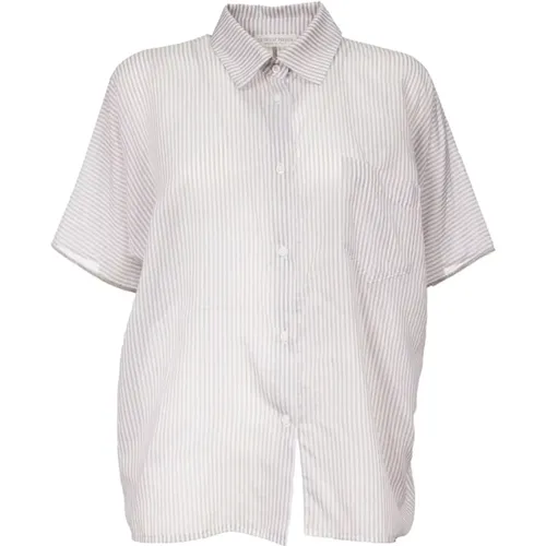Striped Cotton Silk Shirt , female, Sizes: S - Le Tricot Perugia - Modalova