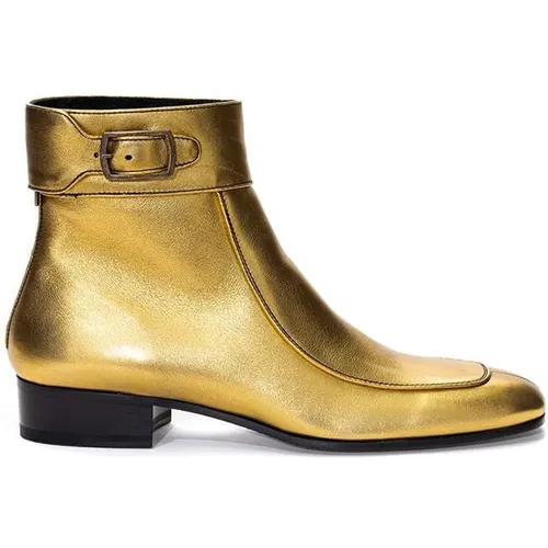 Goldene Lederstiefel Saint Laurent - Saint Laurent - Modalova