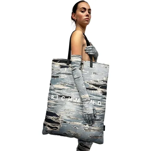 Iconic Denim Muster Shopper Tasche , Damen, Größe: ONE Size - John Richmond - Modalova