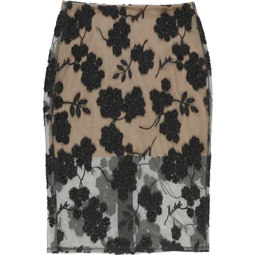 Floral Embroidered Black Skirt , female, Sizes: L - Rotate Birger Christensen - Modalova