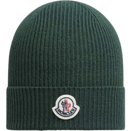 Klassische Woll Beanie Mütze Grün , unisex, Größe: ONE Size - Moncler - Modalova