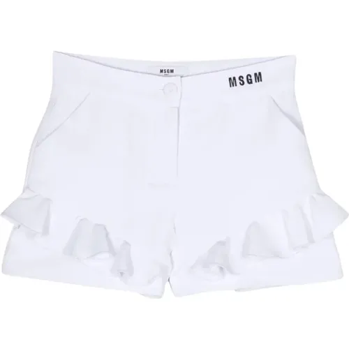 Weiße Shorts mit Besticktem Logo - Msgm - Modalova