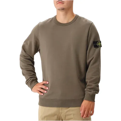 Brauner Baumwollpullover mit Iconic Patch , Herren, Größe: S - Stone Island - Modalova