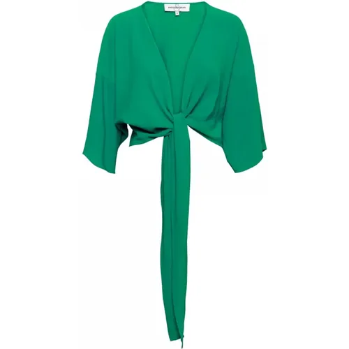 Grünes Top mit kurzen Ärmeln und Knopfdetail , Damen, Größe: M - &Co Woman - Modalova